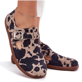 Chaussures en daim pour femmes avec un biais de bacon de boucle zazoo n1261 brun-beige 9