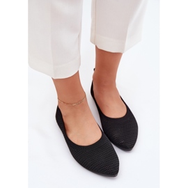 Ballerines de matériau en filet pour femmes noires le noir 5