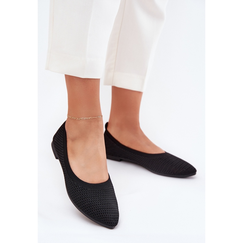 Ballerines de matériau en filet pour femmes noires 2