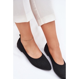 Ballerines de matériau en filet pour femmes noires le noir 7