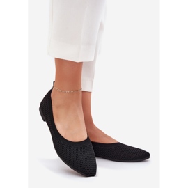 Ballerines de matériau en filet pour femmes noires 1
