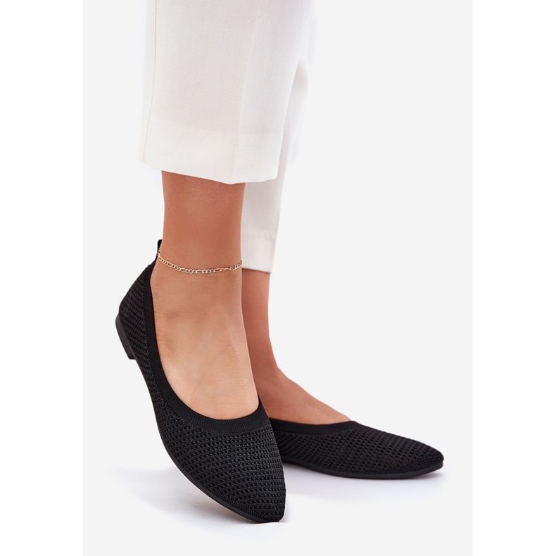 Ballerines de matériau en filet pour femmes noires 1