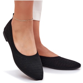 Ballerines de matériau en filet pour femmes noires le noir 8