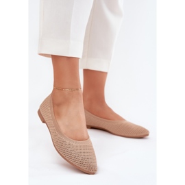 Ballerines matérielles des femmes sombres beige 2