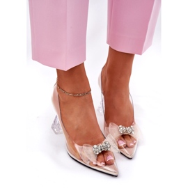 Pompes de femmes transparentes avec un arc beige Vinceza 62213 1 Pompes de femmes transparentes avec un arc beige Vinceza 62213 1