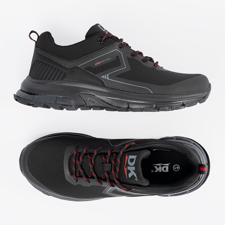DK Chaussures de sport pour hommes noirs avec des éléments rouges 1