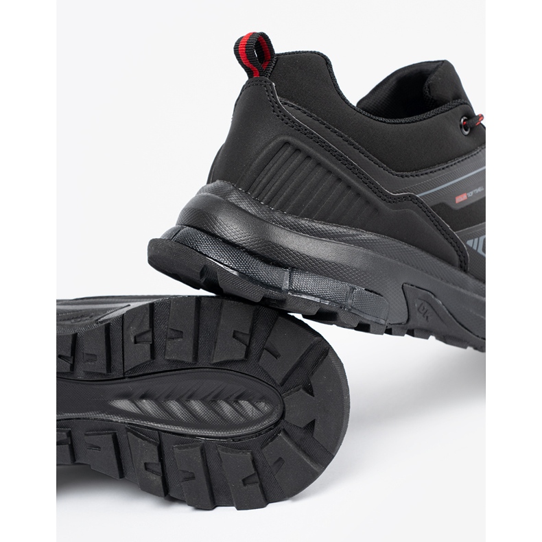 DK Chaussures de sport pour hommes noirs avec des éléments rouges 2