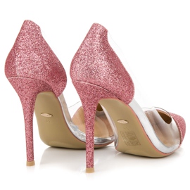 Vices Escarpins transparents à paillettes rose 2