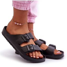 News Slippers de mousse pour femmes avec boucles noires le noir 3