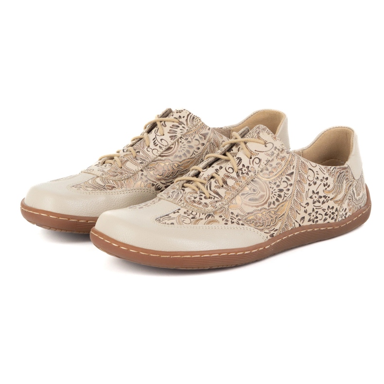 Olivier Chaussures en cuir aux pieds nus thalia chaussures minimalistes imprimées beige 1