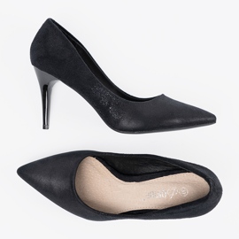 Escarpins en daim noir sur talon aiguille le noir 3