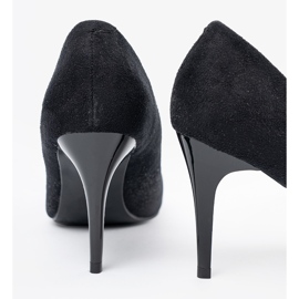Escarpins en daim noir sur talon aiguille le noir 5