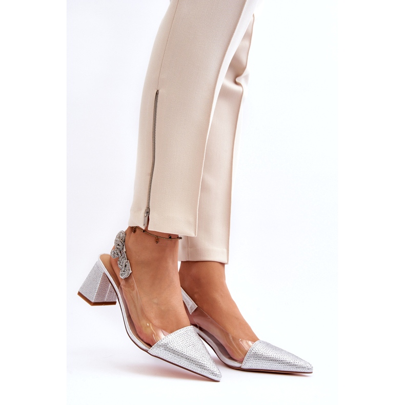 S. BARSKI Pompes élégantes pour femmes dans MR91292-1 Silver avec des zircons argent 2