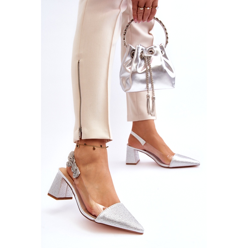 S. BARSKI Pompes élégantes pour femmes dans MR91292-1 Silver avec des zircons argent 3