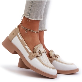 Modes de cuir maciejka 06493-11 blanc et beige blanche 7