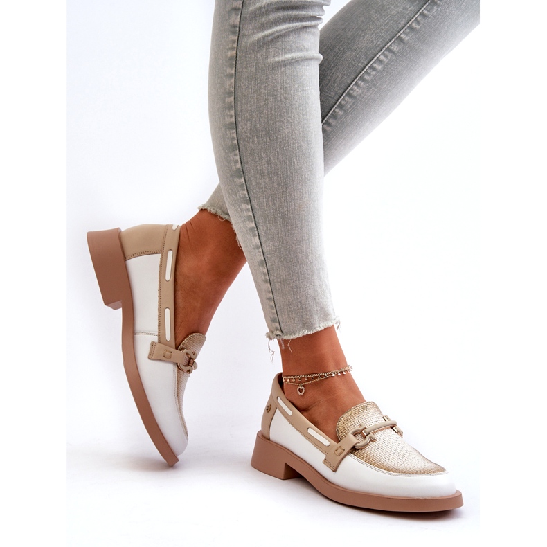 Modes de cuir maciejka 06493-11 blanc et beige blanche 6