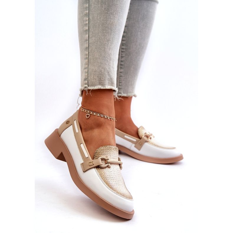 Modes de cuir maciejka 06493-11 blanc et beige blanche 2