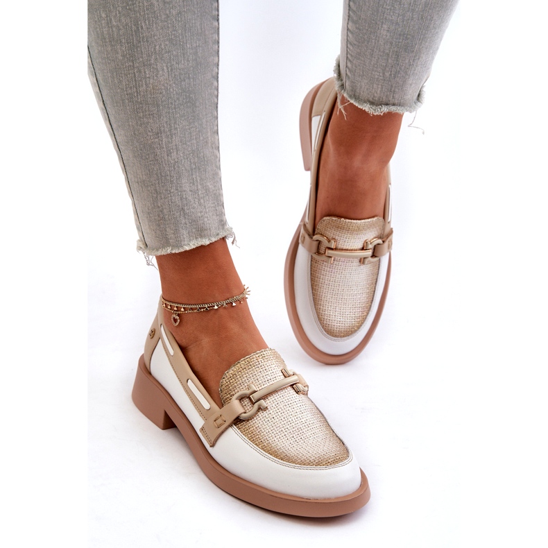 Modes de cuir maciejka 06493-11 blanc et beige 3