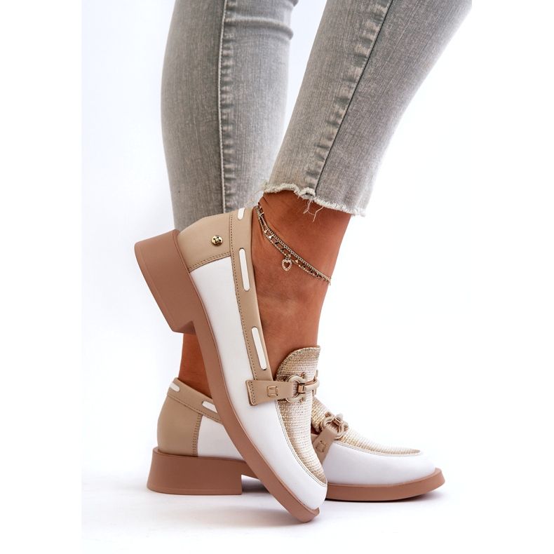 Modes de cuir maciejka 06493-11 blanc et beige 5