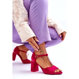 Vinceza Talons hauts en daim avec les zircons fuchsia rose 2