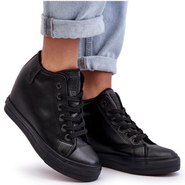 Baskets féminines sur un coin écot-cuir Big Star MM274001 noir le noir 5