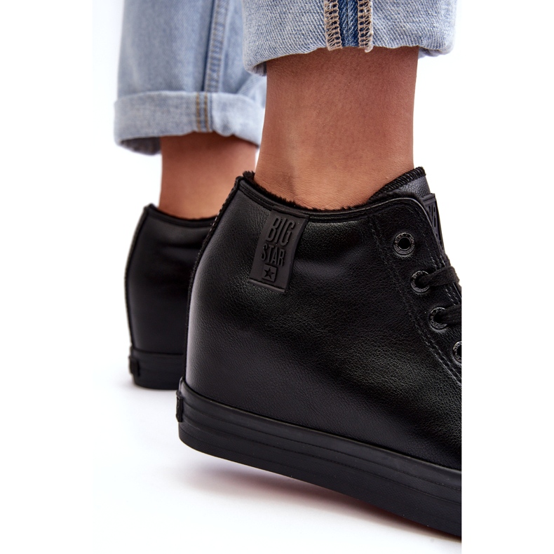 Baskets féminines sur un coin écot-cuir Big Star MM274001 noir 3