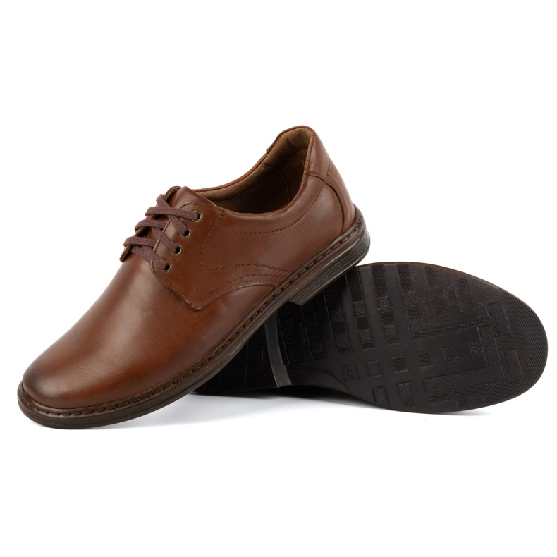 KOMODO Chaussures masculines en dentelle en cuir naturel - Up 933k brun 3