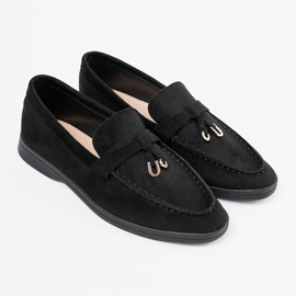 Mocassins femme en daim noir le noir 1