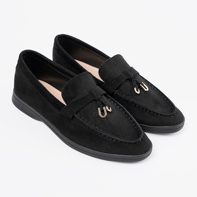 Mocassins femme en daim noir 1