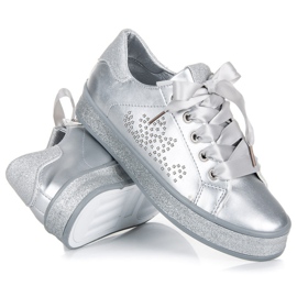 Baskets scintillantes avec ruban gris 2
