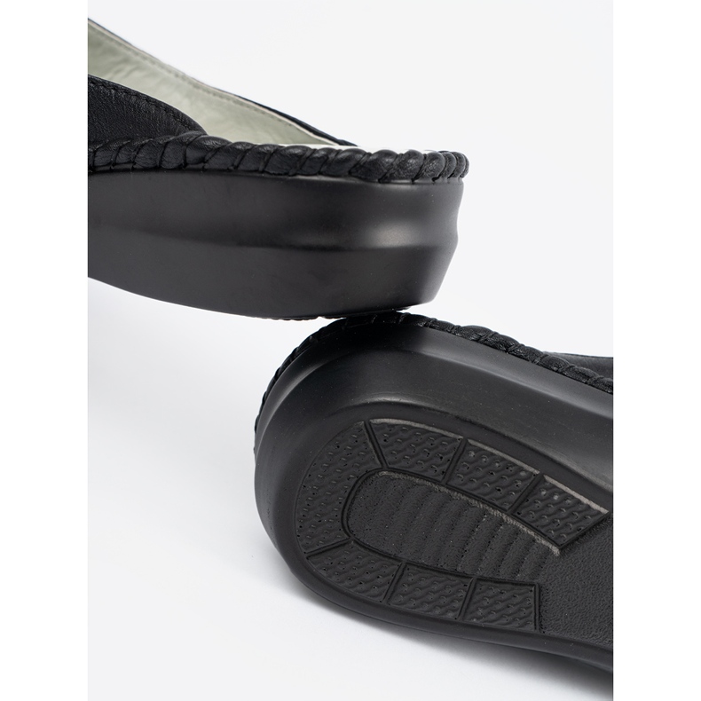 Shelvt Black Eco Casual Leather Slippers noir 1
