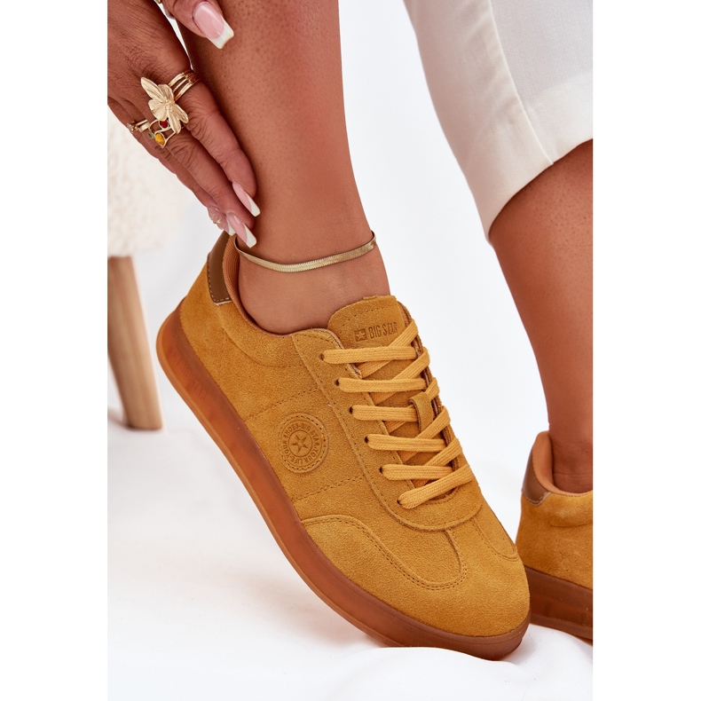 Sneakers en daim féminin Big Star RR274846 Système jaune Hi-Polish 2