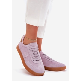 Sneakers en daim féminin Big Star RR274850 Système violet Hi-Polish 1