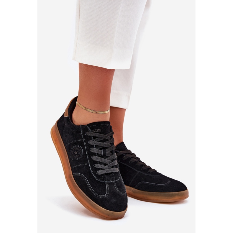 Sneakers en daim féminin Big Star RR274851 Système Hi-Polish noir le noir 1