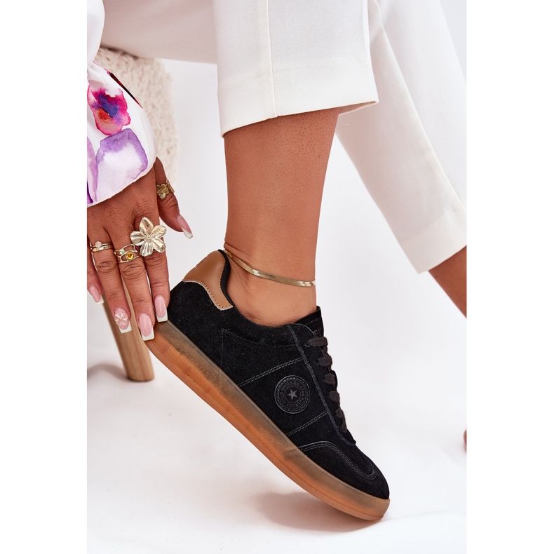 Sneakers en daim féminin Big Star RR274851 Système Hi-Polish noir le noir 2