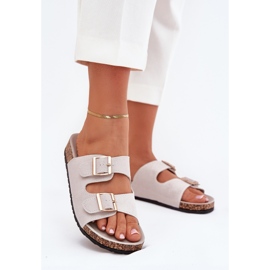 Boto Les tongs des femmes avec des pinces dorées et des coutures Grey Luner gris 2