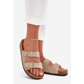 Boto Slippers pour femmes sur la semelle en liège Gold Cortina doré 1