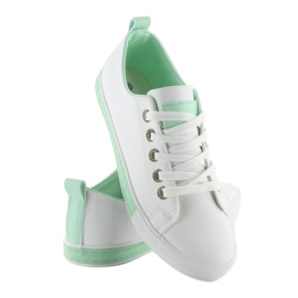 Baskets femme blanches A88-07 vert 3