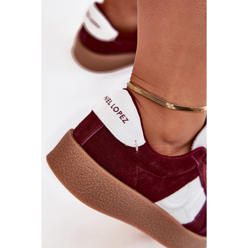 Sneakers en daim féminin Big Star par Daniel Lopez SS2D4023 Bourgogne rouge 2