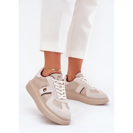 Sneakers en cuir féminin sur la plate-forme Big Star par Daniel Lopez SS2D4003 Beige 2