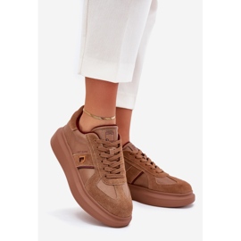 Sneakers en cuir féminin sur la plate-forme Big Star par Daniel Lopez SS2D4005 Brown brun 1