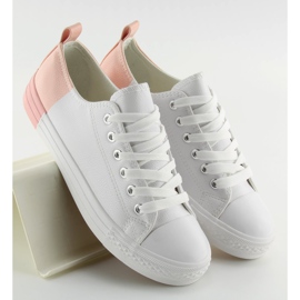 Baskets blanches bicolores BK378 White / Bare Pink 1
