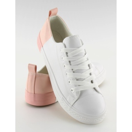 Baskets blanches bicolores BK378 White / Bare Pink 2
