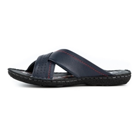 Kampol Chaussons cuir homme 216KAM bleu marine 2
