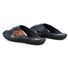 Kampol Chaussons cuir homme 216KAM bleu marine 5