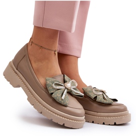 Mocassins en cuir féminin avec Laura Messi 2787 beige 4