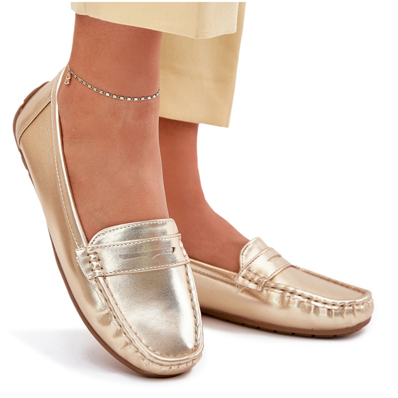 Mocassins dorés en écos-cuir féminin d'or 6 Mocassins dorés en écos-cuir féminin d'or 6