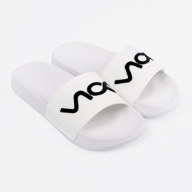 Shelvt Flip blanc -flops avec l'inscription blanche 1 Shelvt Flip blanc -flops avec l'inscription blanche 1