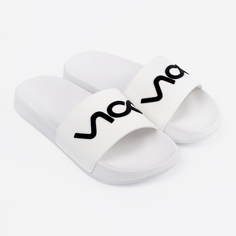 Shelvt Flip blanc -flops avec l'inscription blanche 1 Shelvt Flip blanc -flops avec l'inscription blanche 1