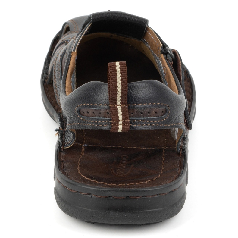 KOMODO Sandales en cuir pour hommes avec velcro 523K, noires 5